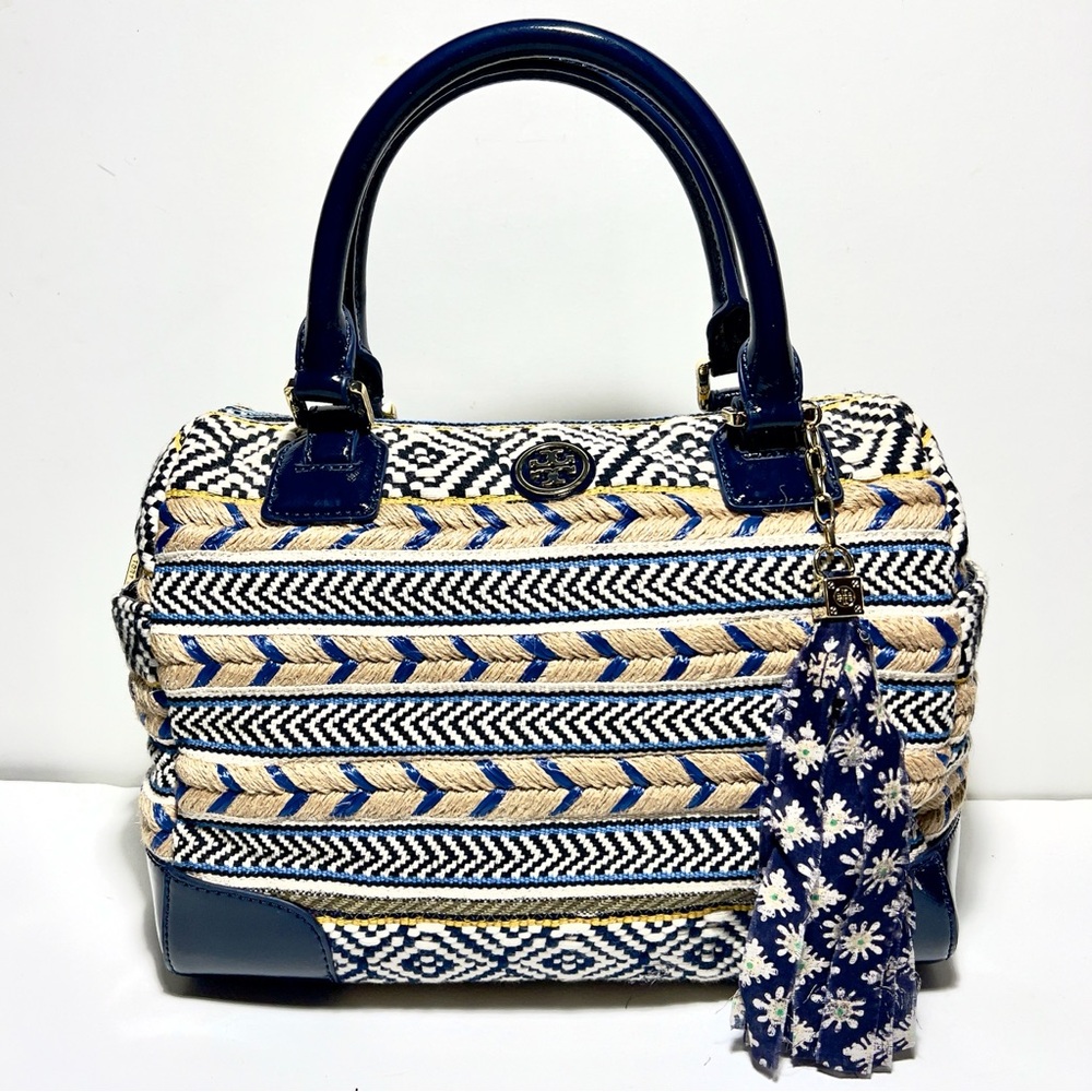 Tory Burch woven leather satchel